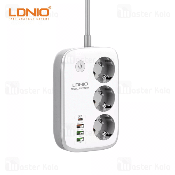 چند راهی برق و شارژر هوشمند الدینیو LDNIO SEW3452 دارای 4 پورت